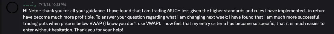 Screenshot of a message thanking someone for guidance on HODL strategy and trading rules with specific entry criteria.